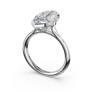 Marquise North/South Semi-Bezel Pavé-Prong Ring in Platinum