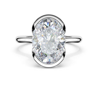 Oval North/South Semi-Bezel Pavé-Prong Ring in 18kt White Gold