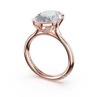 Oval North/South Semi-Bezel Pavé-Prong Ring in 18kt Rose Gold