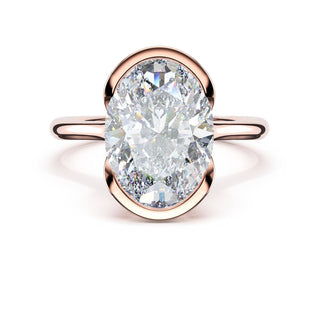 Oval North/South Semi-Bezel Pavé-Prong Ring in 18kt Rose Gold