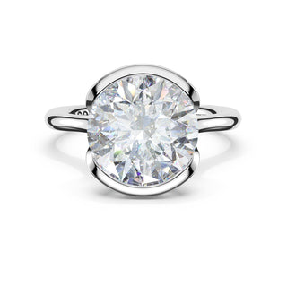 Round North/South Semi-Bezel Pavé-Prong Ring in 18kt White Gold