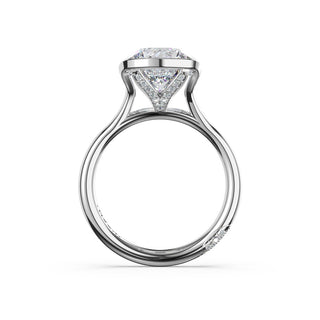 Round North/South Semi-Bezel Pavé-Prong Ring in 18kt White Gold