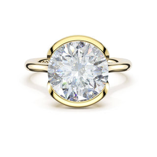 Round North/South Semi-Bezel Pavé-Prong Ring in 18kt Yellow Gold