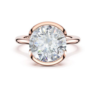 Round North/South Semi-Bezel Pavé-Prong Ring in 18kt Rose Gold