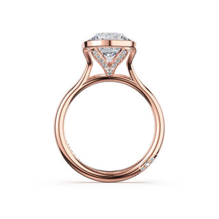 Round North/South Semi-Bezel Pavé-Prong Ring in 18kt Rose Gold