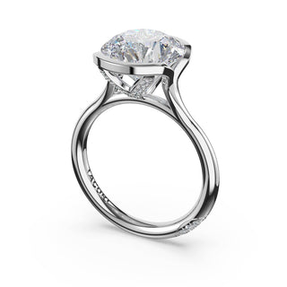 Round North/South Semi-Bezel Pavé-Prong Ring in Platinum