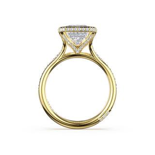 Emerald North/South Semi-Bezel Pavé-Intense Ring in 18kt Yellow Gold