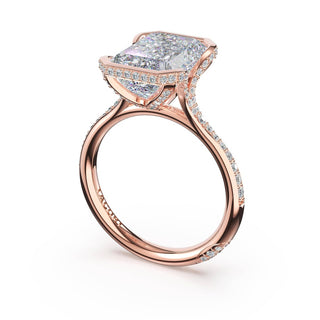 Emerald North/South Semi-Bezel Pavé-Intense Ring in 18kt Rose Gold
