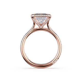 Emerald North/South Semi-Bezel Pavé-Intense Ring in 18kt Rose Gold