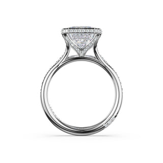 Emerald North/South Semi-Bezel Pavé-Intense Ring in Platinum