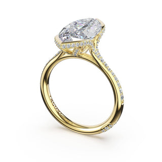 Marquise North/South Semi-Bezel Pavé-Intense Ring in Platinum