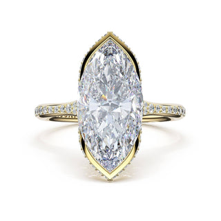 Marquise North/South Semi-Bezel Pavé-Intense Ring in Platinum