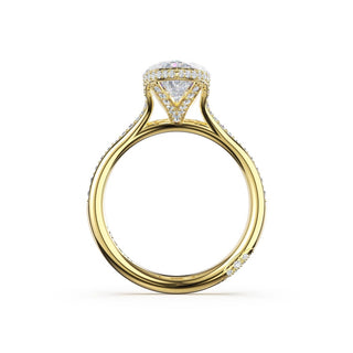 Marquise North/South Semi-Bezel Pavé-Intense Ring in Platinum