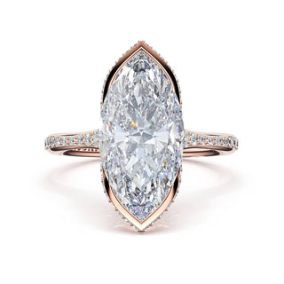 Marquise North/South Semi-Bezel Pavé-Intense Ring in Platinum