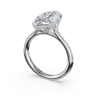 Marquise Pavé Semi Bezel Solitaire Engagement Ring in Platinum