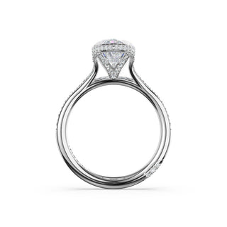 Marquise Pavé Semi Bezel Solitaire Engagement Ring in Platinum