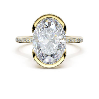 Oval North/South Semi-Bezel Pavé-Intense Ring in 18kt Yellow Gold