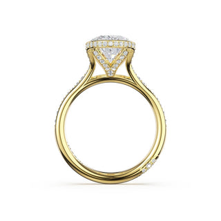 Oval North/South Semi-Bezel Pavé-Intense Ring in 18kt Yellow Gold