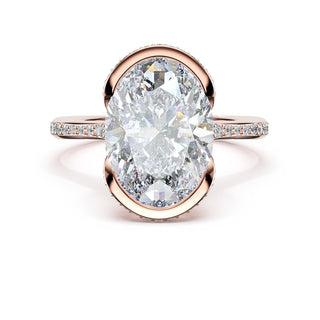 Oval North/South Semi-Bezel Pavé-Intense Ring in 18kt Yellow Gold