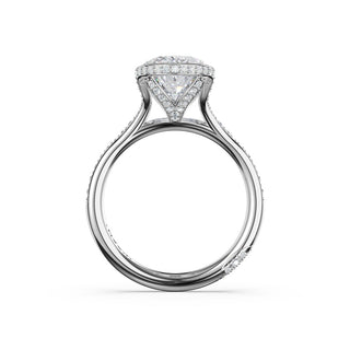 Oval North/South Semi-Bezel Pavé-Intense Ring in Platinum