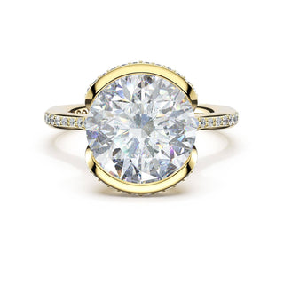 Round North/South Semi-Bezel Pavé-Intense Ring in 18kt Yellow Gold