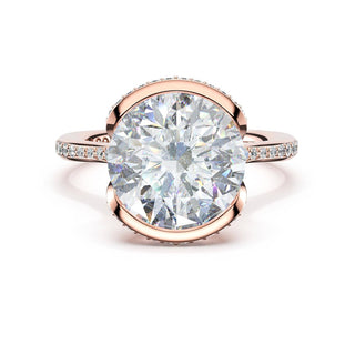 Round North/South Semi-Bezel Pavé-Intense Ring in 18kt White Gold