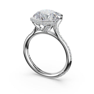 Round North/South Semi-Bezel Pavé-Intense Ring in Platinum
