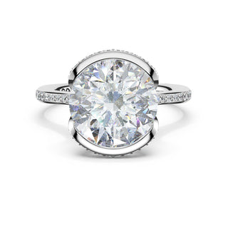 Round North/South Semi-Bezel Pavé-Intense Ring in Platinum