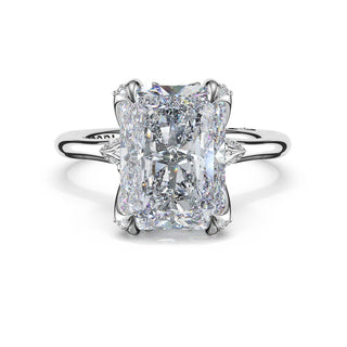 Radiant Petal-Crown Pavé Accent Solitaire in 18kt White Gold
