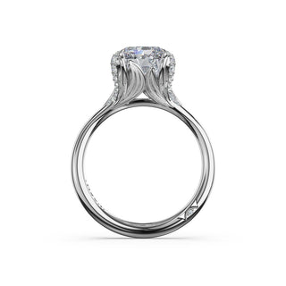 Radiant Petal-Crown Pavé Accent Solitaire in 18kt White Gold