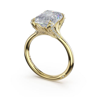 Radiant Petal-Crown Pavé Accent Solitaire in 18kt White Gold