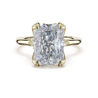 Radiant Petal-Crown Pavé Accent Solitaire in 18kt White Gold