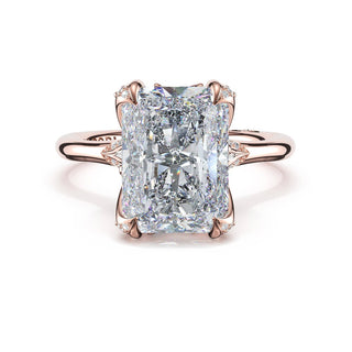 Radiant Petal-Crown Pavé Accent Solitaire in 18kt White Gold