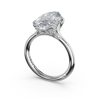 Marquise Petal-Crown Pavé Accent Solitaire in 18kt White Gold