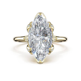 Marquise Petal-Crown Pavé Accent Solitaire in 18kt Yellow Gold