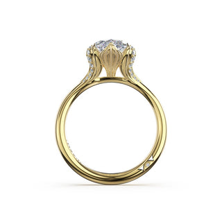 Marquise Petal-Crown Pavé Accent Solitaire in 18kt White Gold
