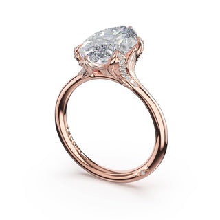 Marquise Petal-Crown Pavé Accent Solitaire in 18kt White Gold