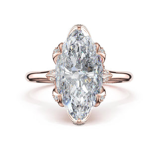 Marquise Petal-Crown Pavé Accent Solitaire in 18kt White Gold
