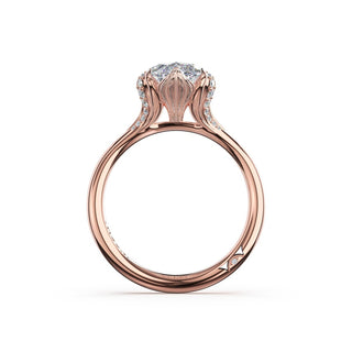Marquise Petal-Crown Pavé Accent Solitaire in 18kt White Gold