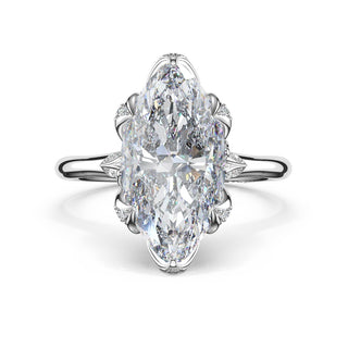 Marquise Petal-Crown Pavé Accent Solitaire in 18kt White Gold