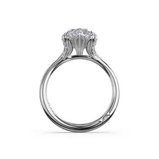 Marquise Petal-Crown Pavé Accent Solitaire in 18kt White Gold