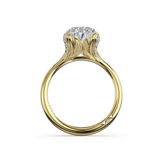 Oval Petal-Crown Pavé Accent Solitaire in 18kt Rose Gold