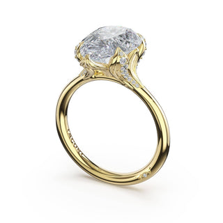 Pear Petal-Crown Pavé Accent Solitaire in 18kt White Gold