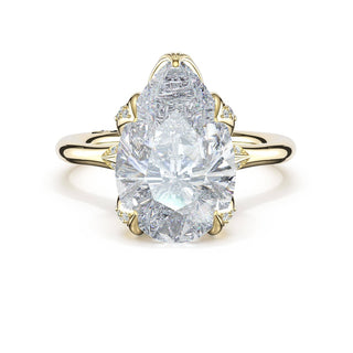 Pear Petal-Crown Pavé Accent Solitaire in 18kt White Gold