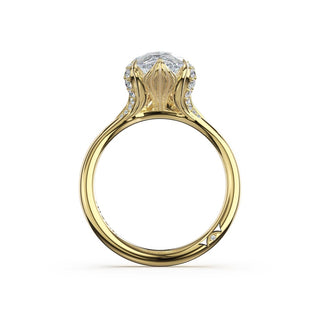 Pear Petal-Crown Pavé Accent Solitaire in 18kt White Gold