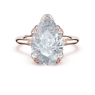 Pear Petal-Crown Pavé Accent Solitaire in 18kt White Gold