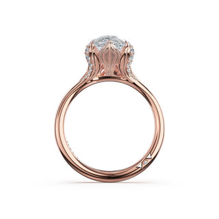 Pear Petal-Crown Pavé Accent Solitaire in 18kt White Gold