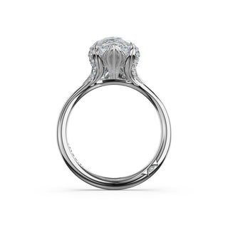 Pear Petal-Crown Pavé Accent Solitaire in 18kt White Gold