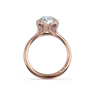 Round Petal-Crown Pavé Accent Solitaire in 18kt Yellow Gold