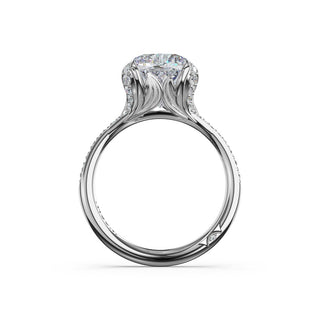 Cushion Petal-Crown Pavé Intense Solitaire in Platinum
